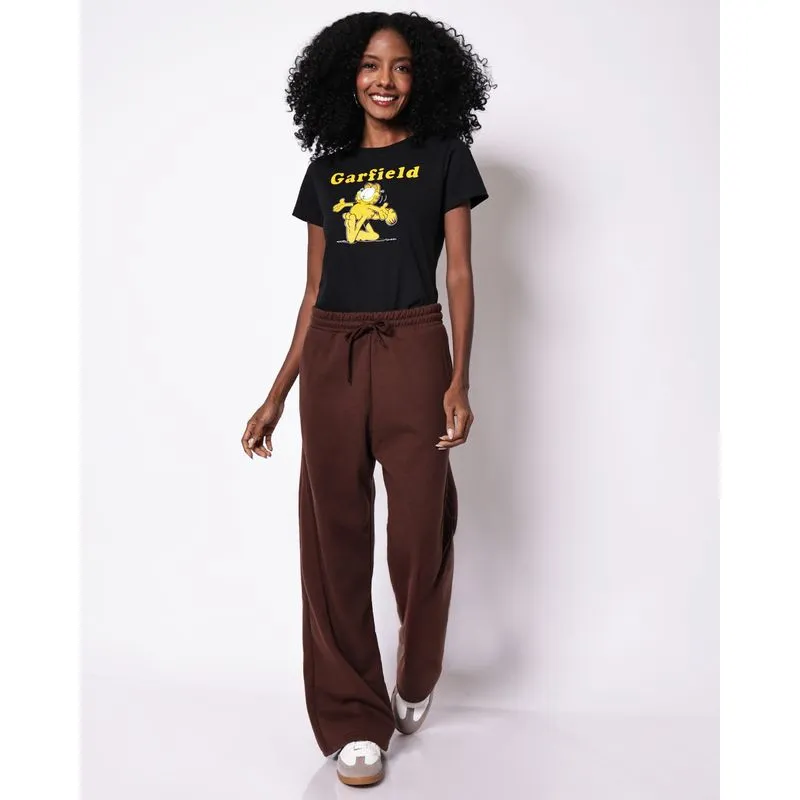 Calça Moletom Feminina com Recortes e Bolsos Marrom G