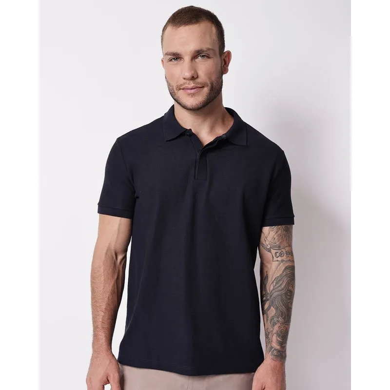 Camisa Polo Masculina Piquet Manga Curta Marinho M