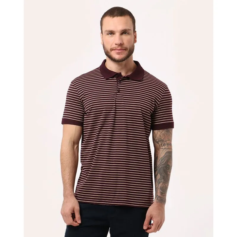 Camisa Polo Masculina Listrada Vinho G