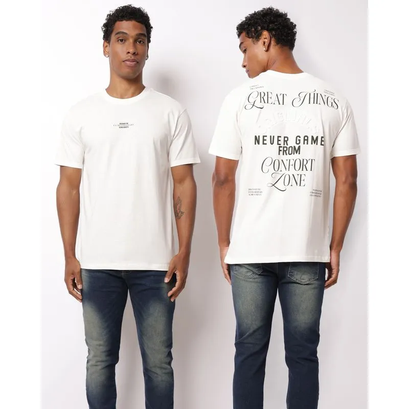 Camiseta Masculina Estampa Frente e Costas Manga Curta Off White PP