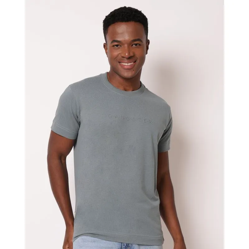 Camiseta Masculina Gangster Texturizada com Manga Curta Cinza P