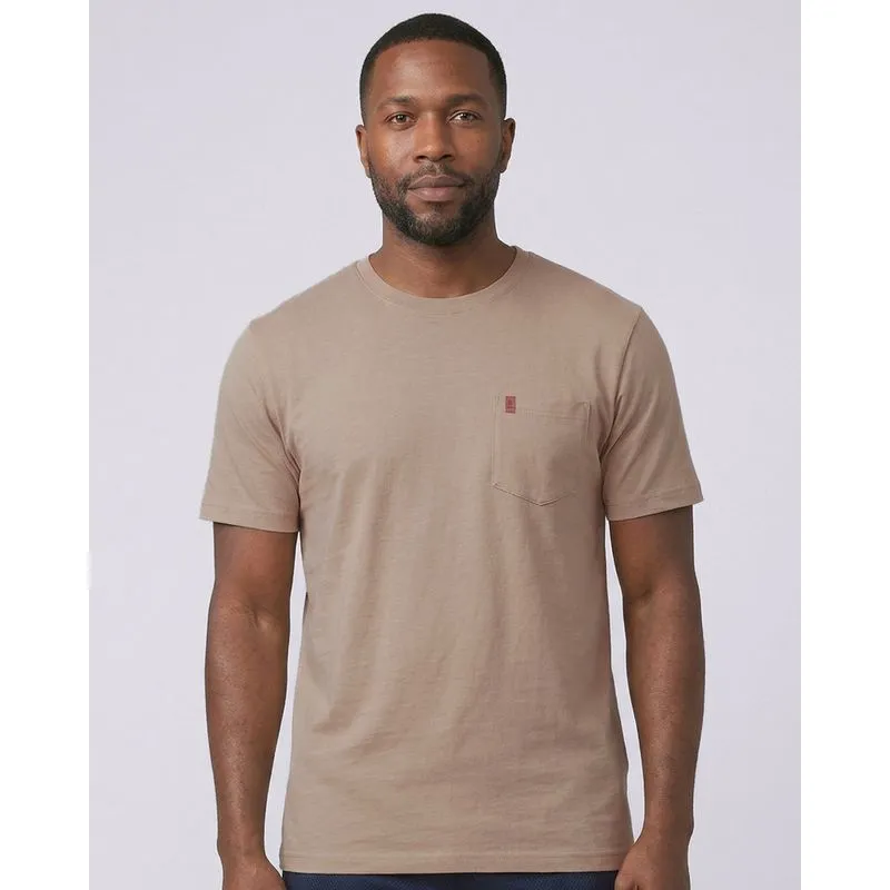 Camiseta Masculina Algodão Bolso Manga Curta Bege M