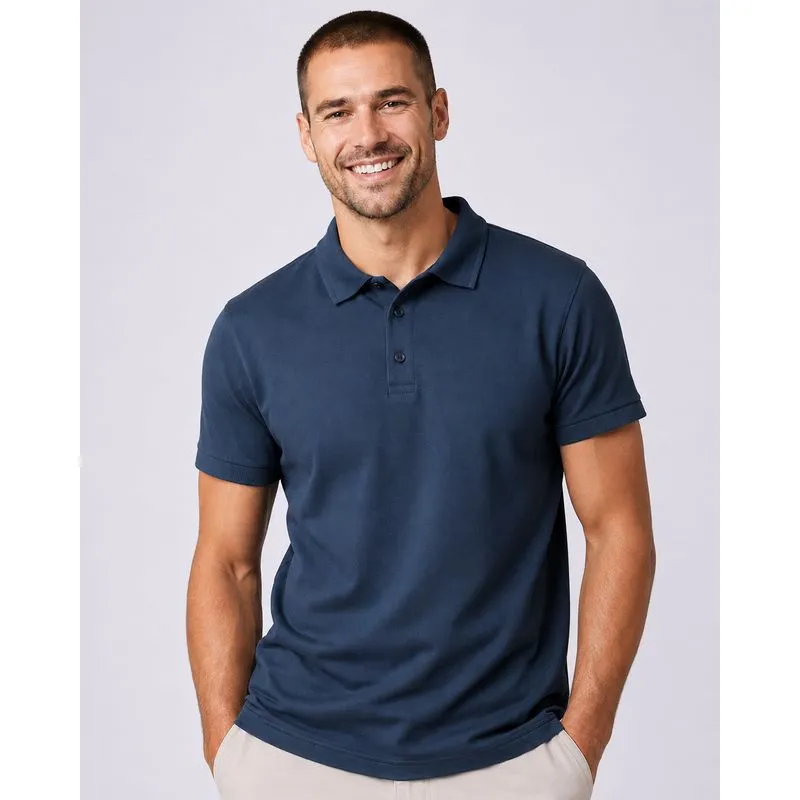 Camisa Polo Masculina Piquet Manga Curta Azul PP