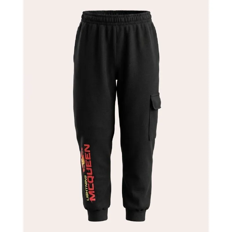 Calça Moletom Infantil Disney McQueen Carros Jogger Preta 4