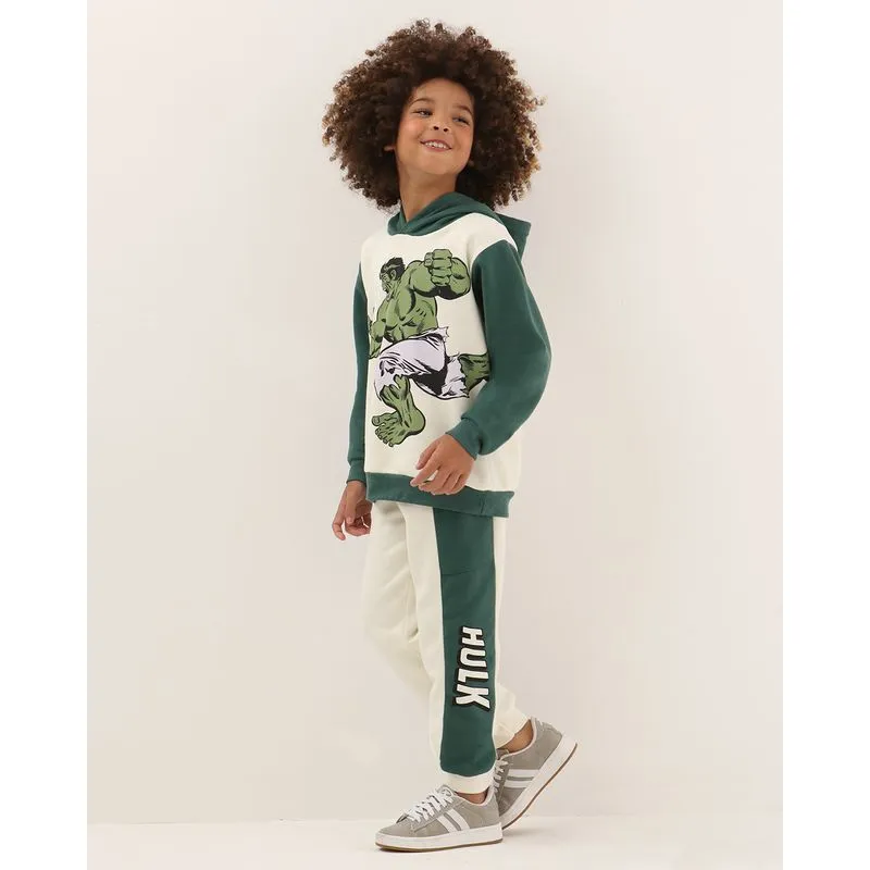 Calça Moletom Infantil Jogger Estampa Marvel Hulk Off White 10