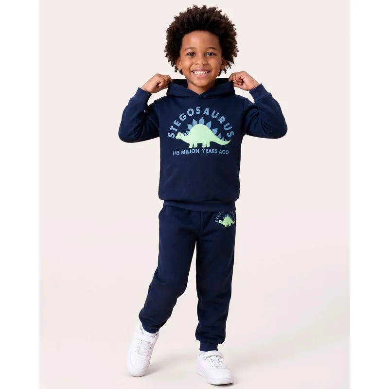Calça Moletom Infantil Estampa Stegosaurus Marinho 4