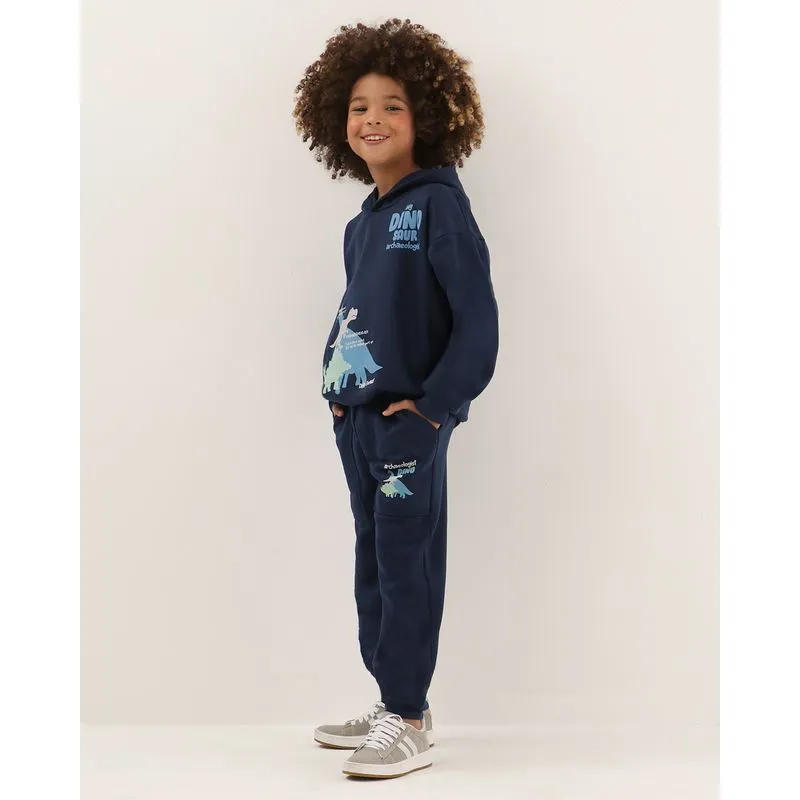 Calça Moletom Infantil Jogger Estampa Dinossauro Marinho 4