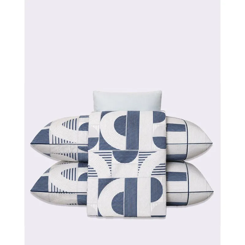 Jogo de Cama Queen Andreza 4 Peças Estampado Azul UN