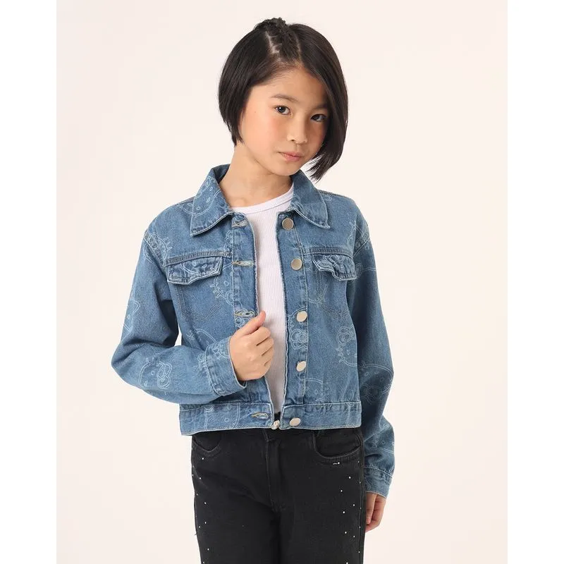 Jaqueta Jeans Infantil Estampa Hello Kitty Azul 6