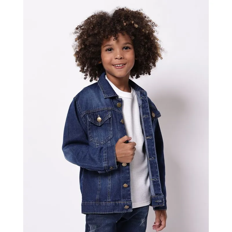 Jaqueta Jeans Infantil com Bolsos Botões Azul 14