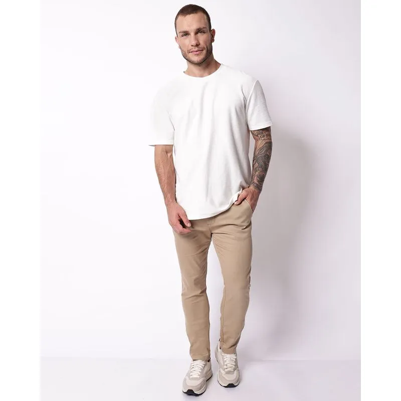 Calça Sarja Masculina Reta Bege 38