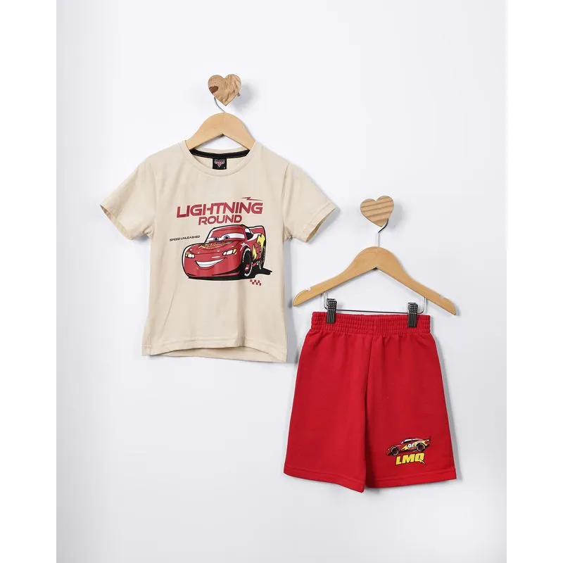 Conjunto Bebê Curto Algodão Estampa Disney McQueen Bege 2