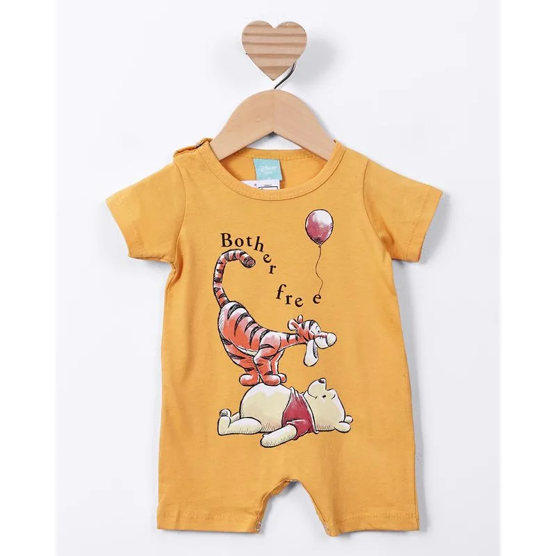 Macaquinho Bebê Algodão Curto Estampado Disney Pooh Amarelo G