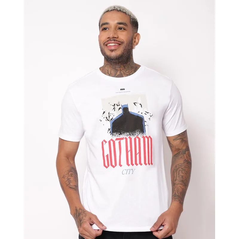 Camiseta Masculina Algodão DC Comics Batman Manga Curta Branca G