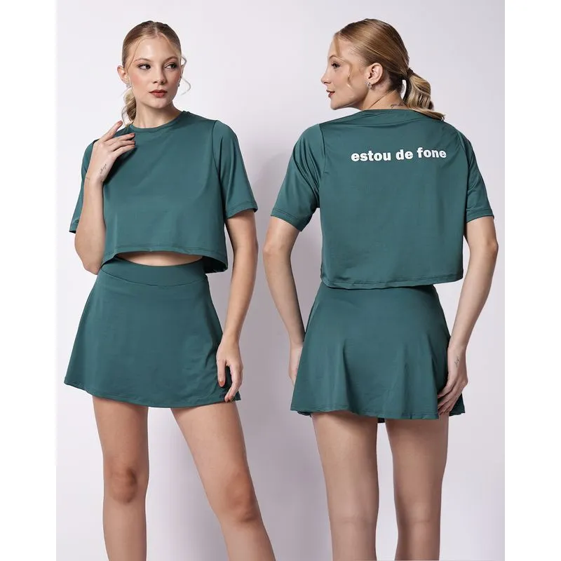 Blusa Fitness Feminina Fitter Cropped Estampa Costas Verde XG