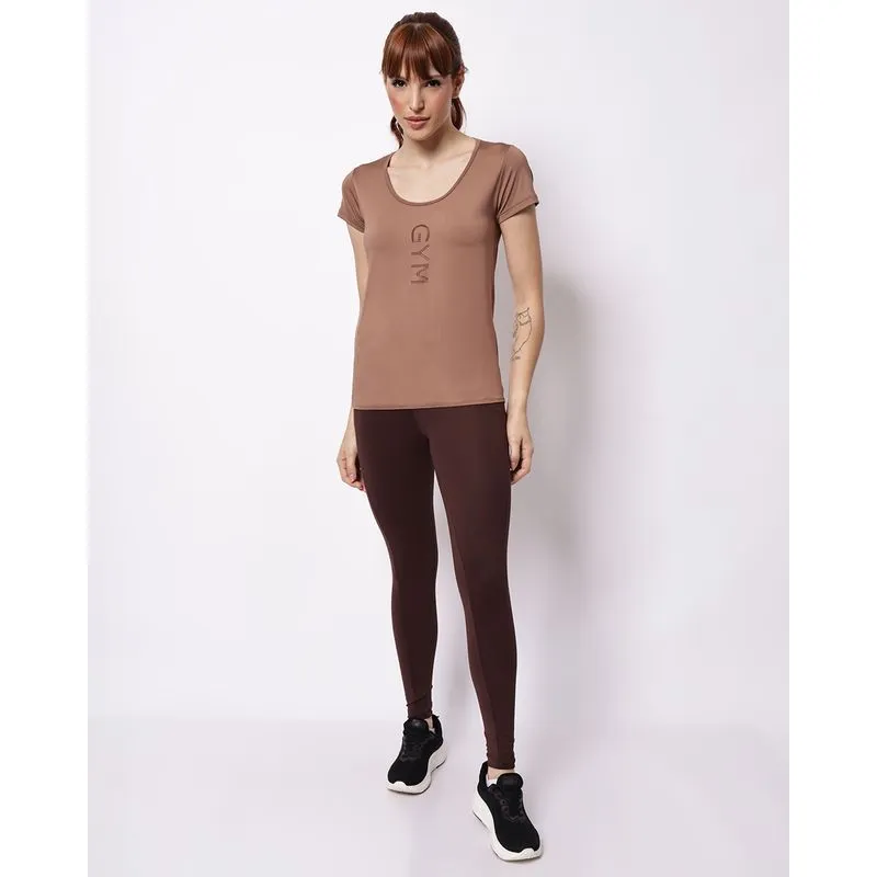 Calça Legging Fitness Fitter Poliamida com Bolsos Marrom G