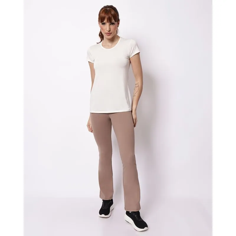 Calça Fitness Fitter Flare Bege GG