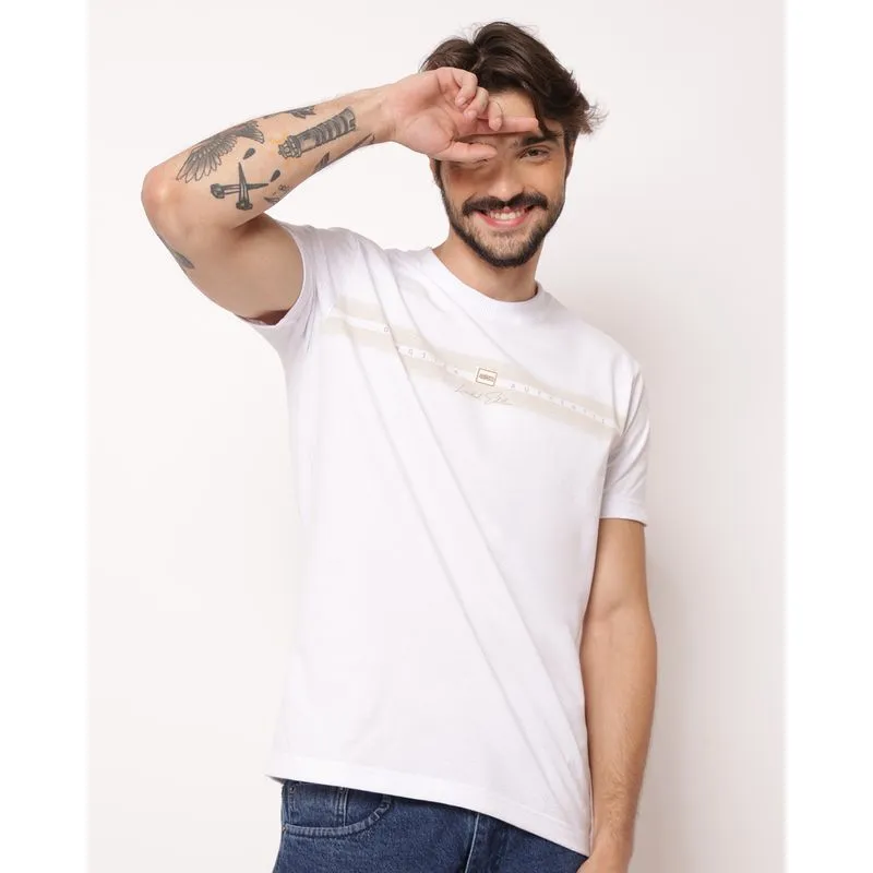 Camiseta Masculina Gangster Texturizada Manga Curta Branca M