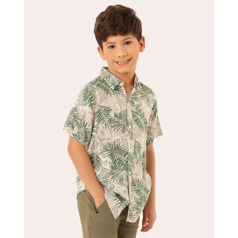 Camisa Infantil Viscose Estampa Tropical Off White 10