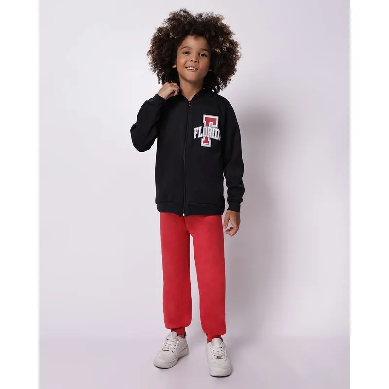 Conjunto Moletom Infantil com Capuz Flórida Preto 4