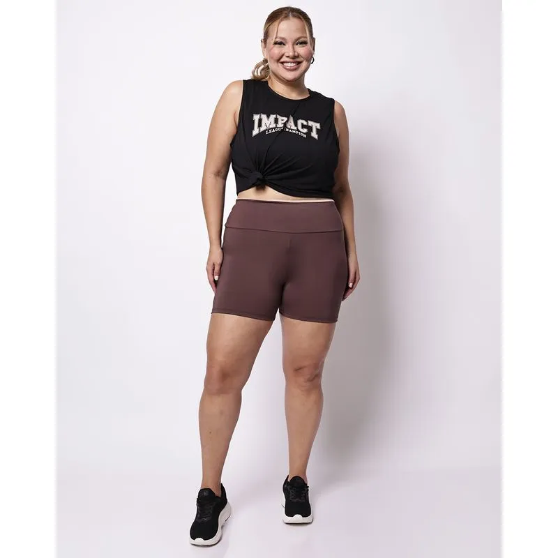 Short Fitness Plus Size Feminino Fitter Suplex Marrom G5