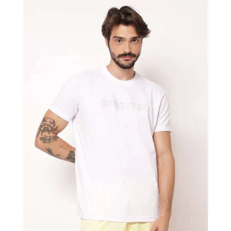 Camiseta Masculina Gangster Texturizada Manga Curta Branca M