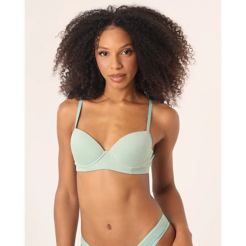 Sutiã Feminina Base com Bojo Canelado Verde 42
