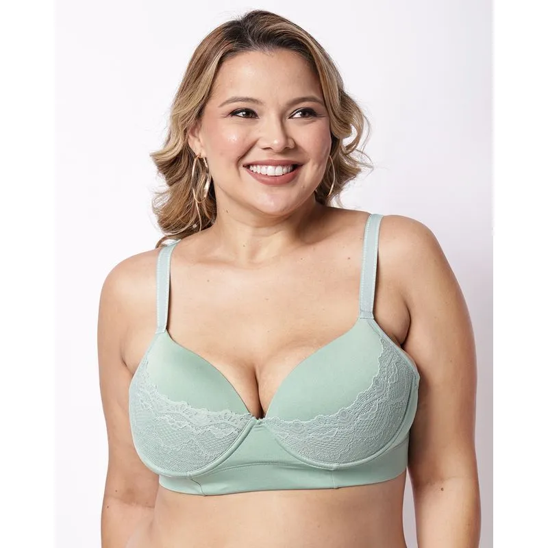 Sutiã Plus Size Feminino com Bojo e Renda Verde 54
