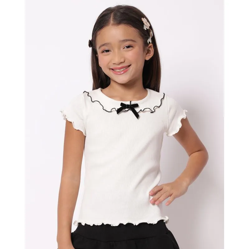 Blusa Infantil Canelada Laço Off White 10