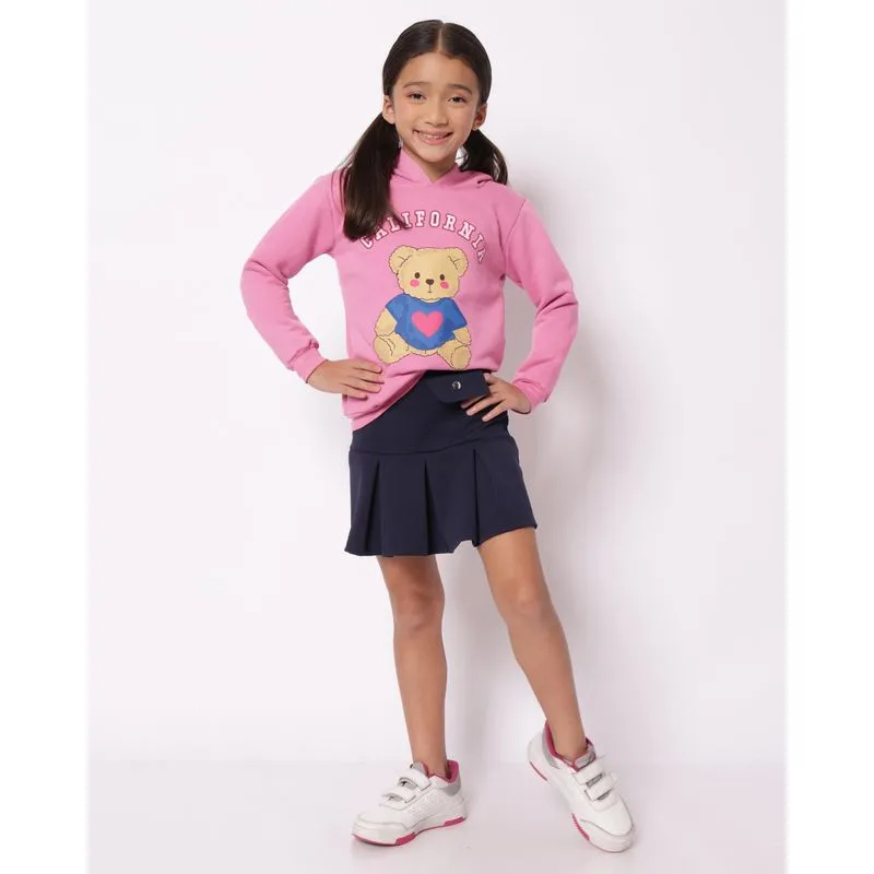 Saia Infantil Plissada Crepe Marinho 10