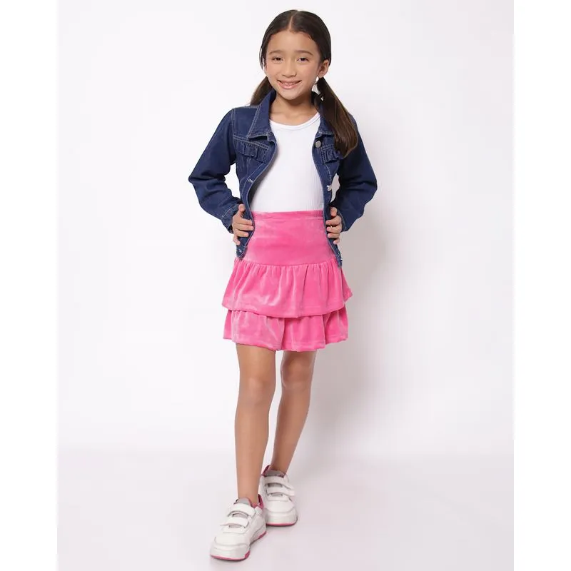 Saia Infantil de Babado Plush Rosa 6