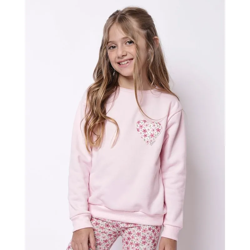 Blusão Moletom Infantil com Aplicação Coração Rosa 6