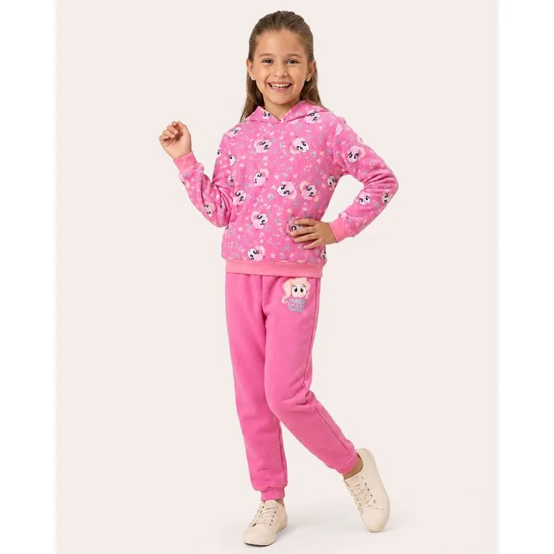 Conjunto Moletom Infantil com Capuz Unicórnio Rosa 4