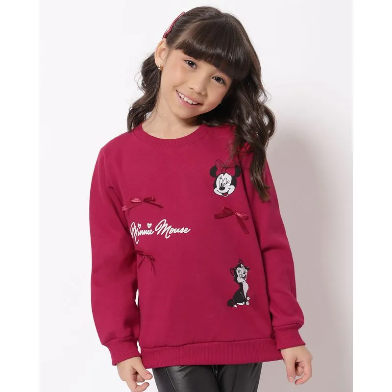Blusão Moletom Infantil Disney Minnie Vinho 10