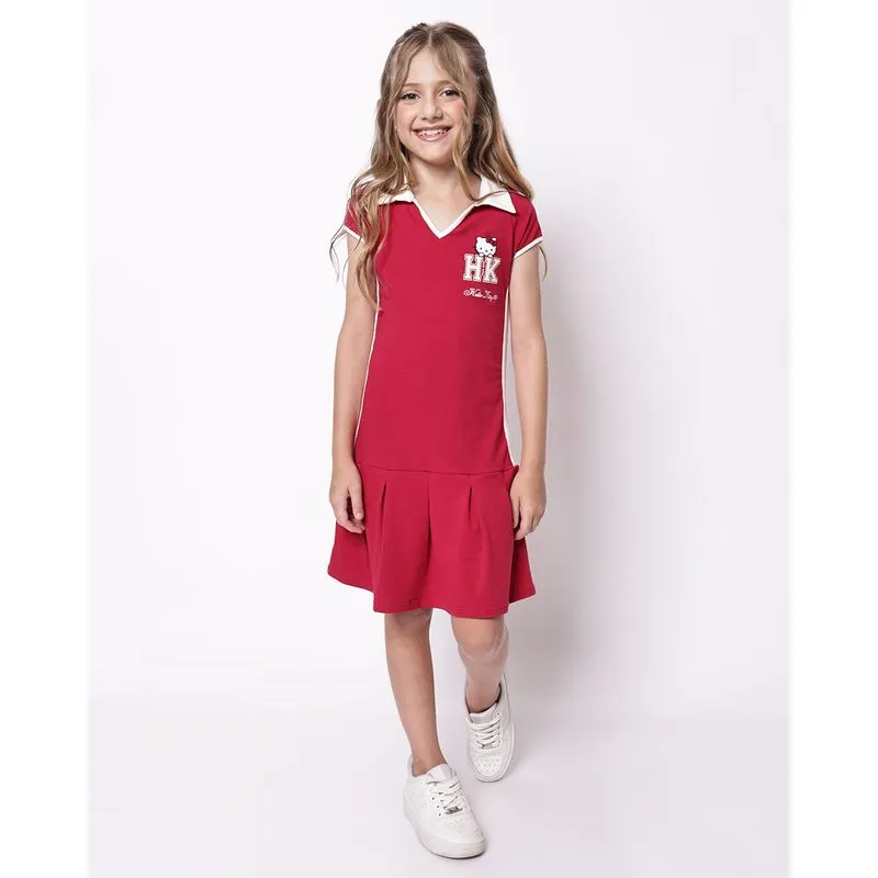Vestido Infantil Polo Curto Hello Kitty Vinho 6