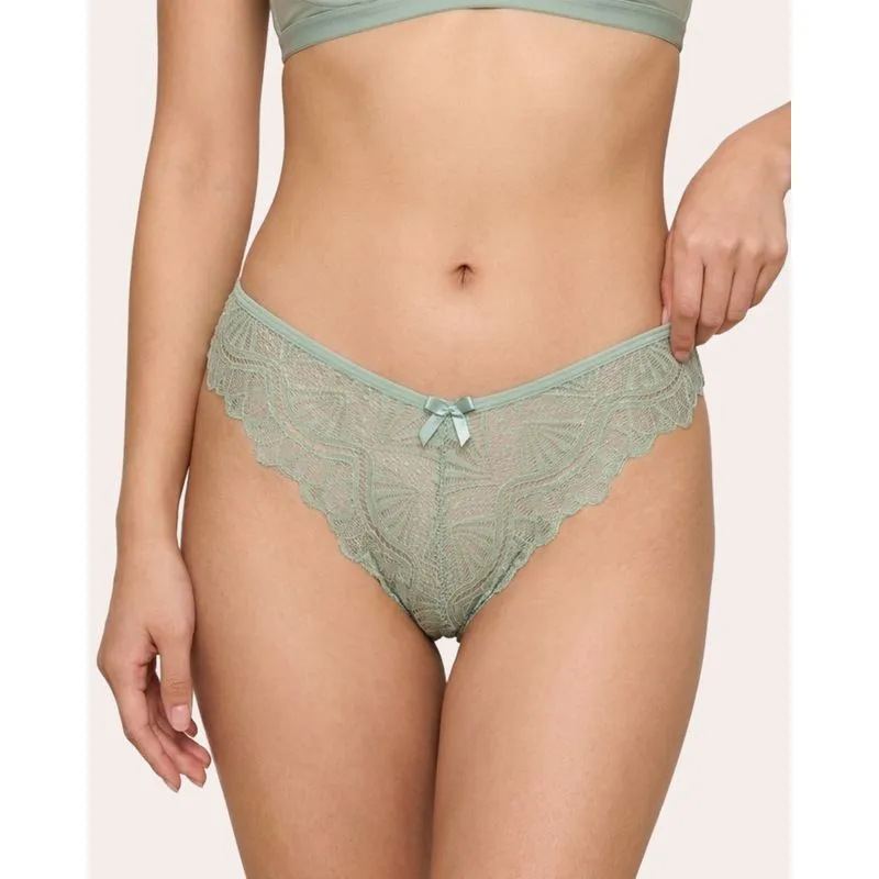 Calcinha Feminina Tanga Rendada com Laço Verde GG