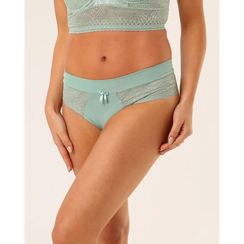 Calcinha Feminina Fio Dental Duplo Microfibra e Renda Verde GG