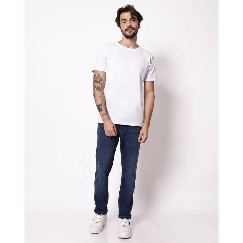 Calça Jeans Masculina Slim com Bolsos Azul 40