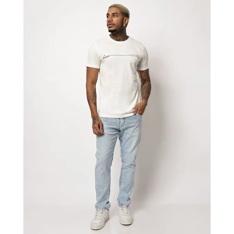 Calça Jeans Masculina Slim Estonada Azul 42