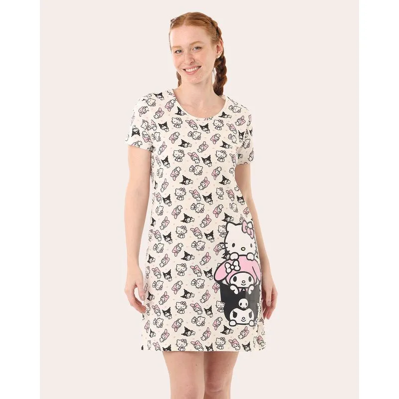 Camisola Feminina Algodão Estampada Hello Kitty Off White GG