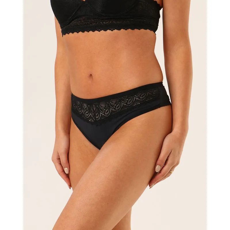 Calcinha Feminino Fio Duplo Microfibra e Renda Preta GG
