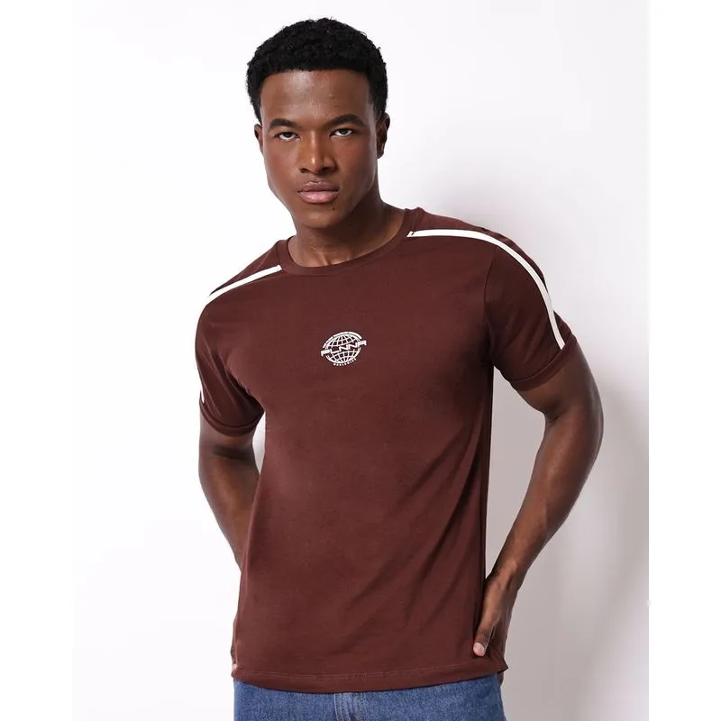 Camiseta Masculina Algodão Estampa Frontal Marrom M
