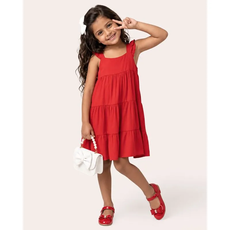 Vestido Infantil Berry & Co. Viscose Três Marias Vermelho 6