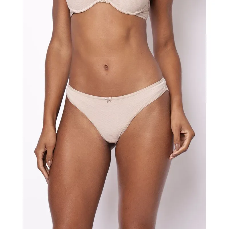 Calcinha Biquíni Feminina Rendada Poá Bege GG
