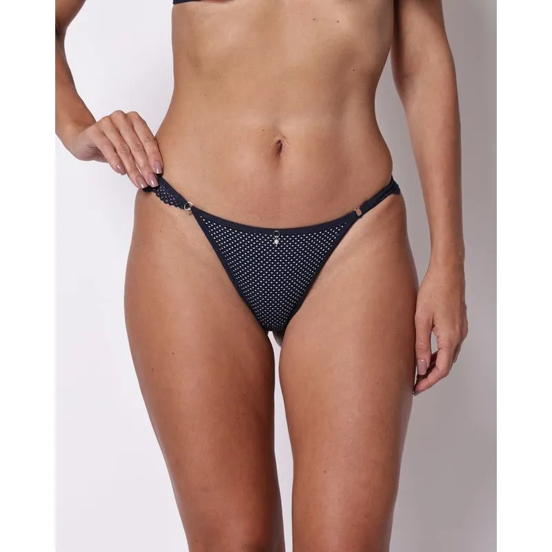 Calcinha Biquíni Feminina Rendada Poá Marinho XG