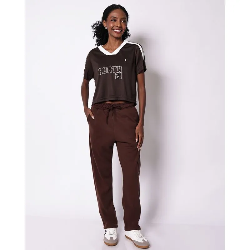 Calça Moletom Fitness Feminina Fitter com Bolso Marrom M