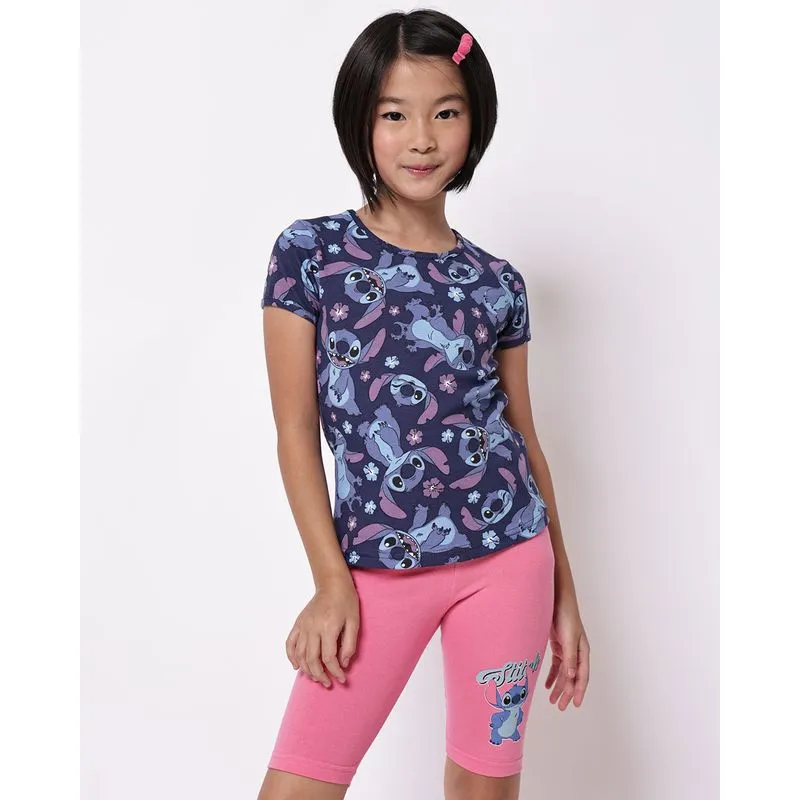 Conjunto Infantil Estampado Disney Stitch Marinho 4