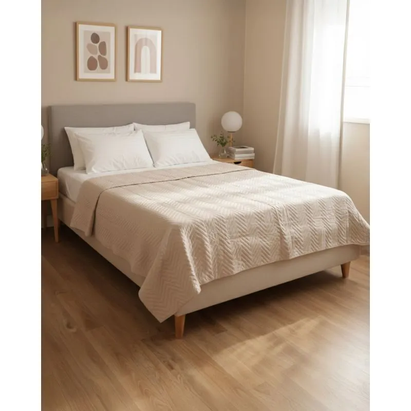 Colcha Casal Queen 2,00m x 2,40m Arte & Cazza Matelassê Bege UN