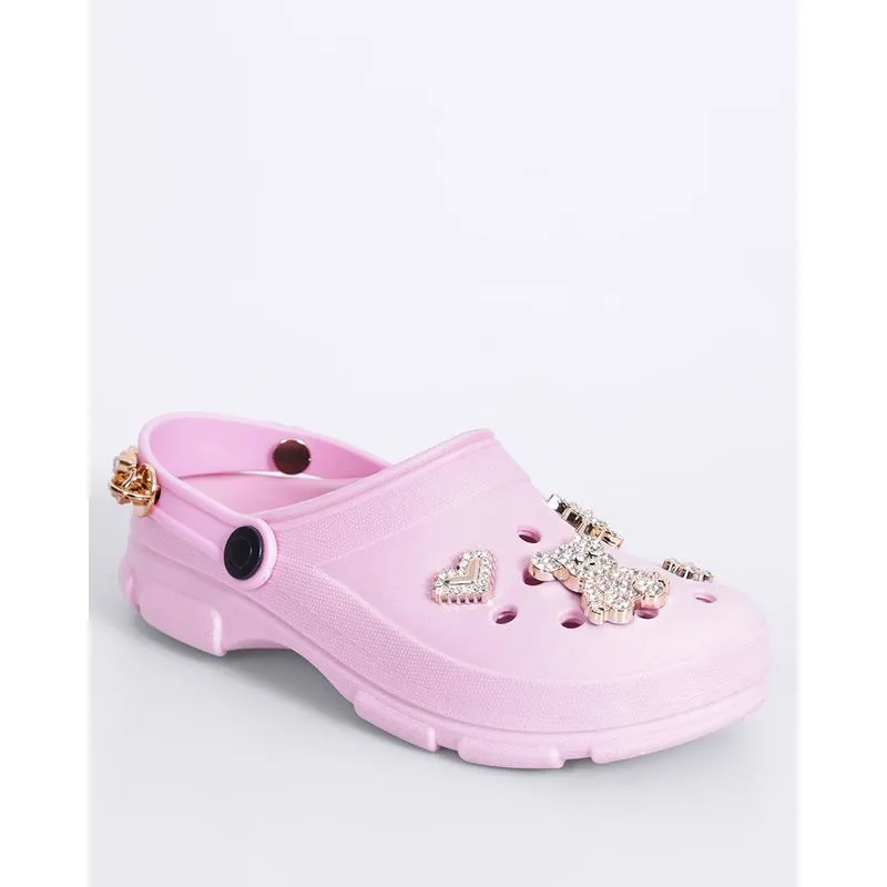 Sandália Infantil Luelua Babuche Aplicações Douradas Rosa 31/32