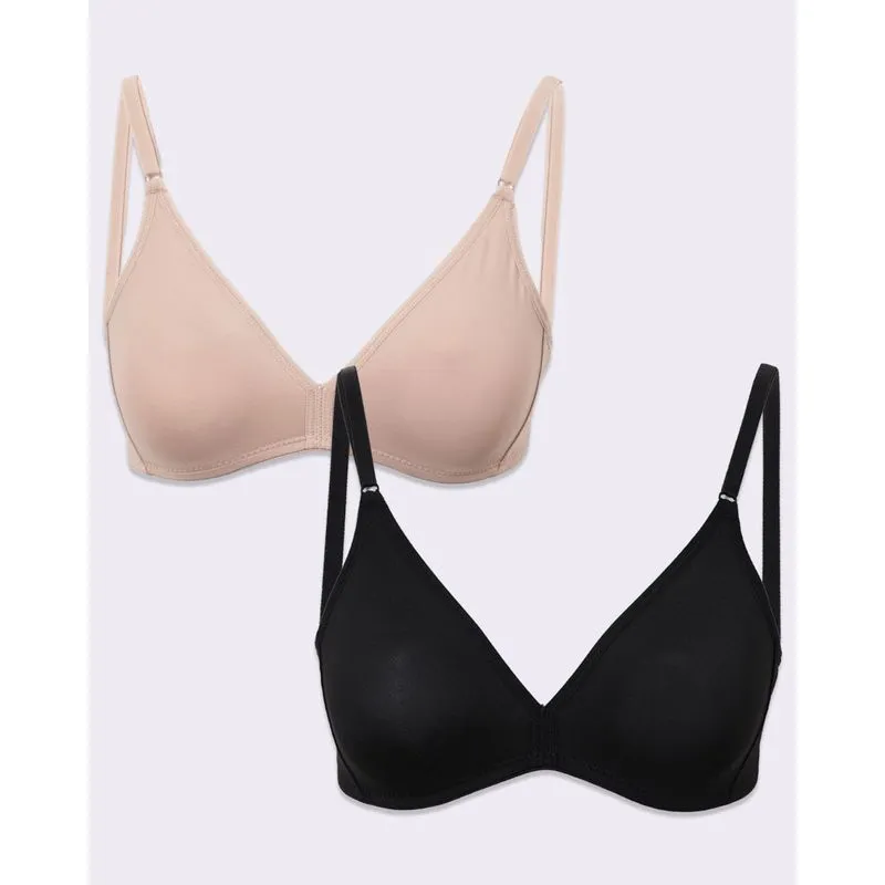 Kit 2 Sutiãs Feminino DelRio Básico Preto e Bege 42